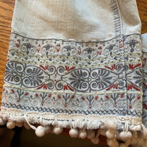 Democracy Flex-ellent Ankle Skimmer Jeans Size 6 Embroidered Tassel Boho Cottage - Picture 4 of 8